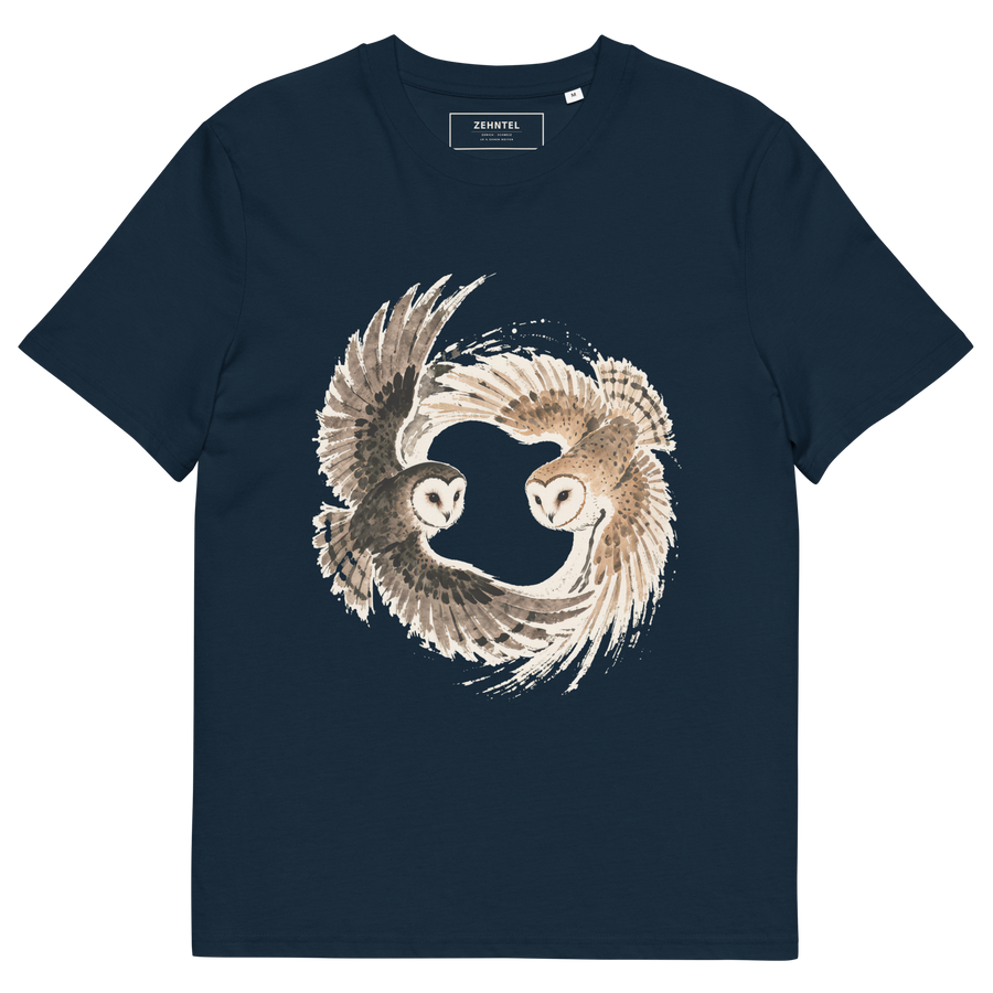 DER WALD TEILT T-Shirt French Navy, Vorderansicht mit zwei Eulen