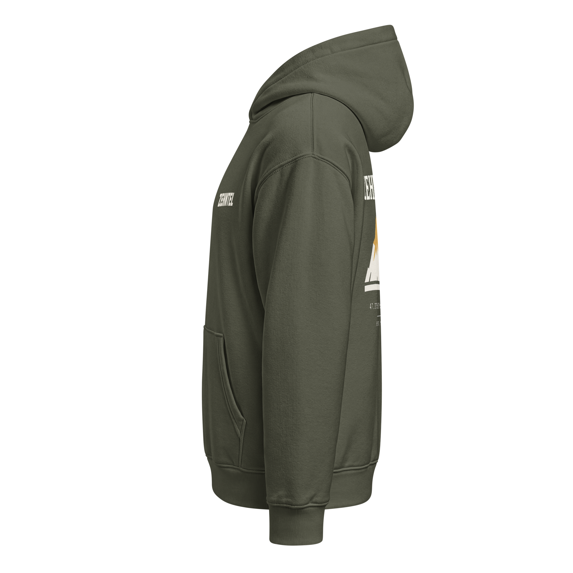 THE HIGHEST TENTH Oversized Hoodie Khaki Green, Seitenansicht links
