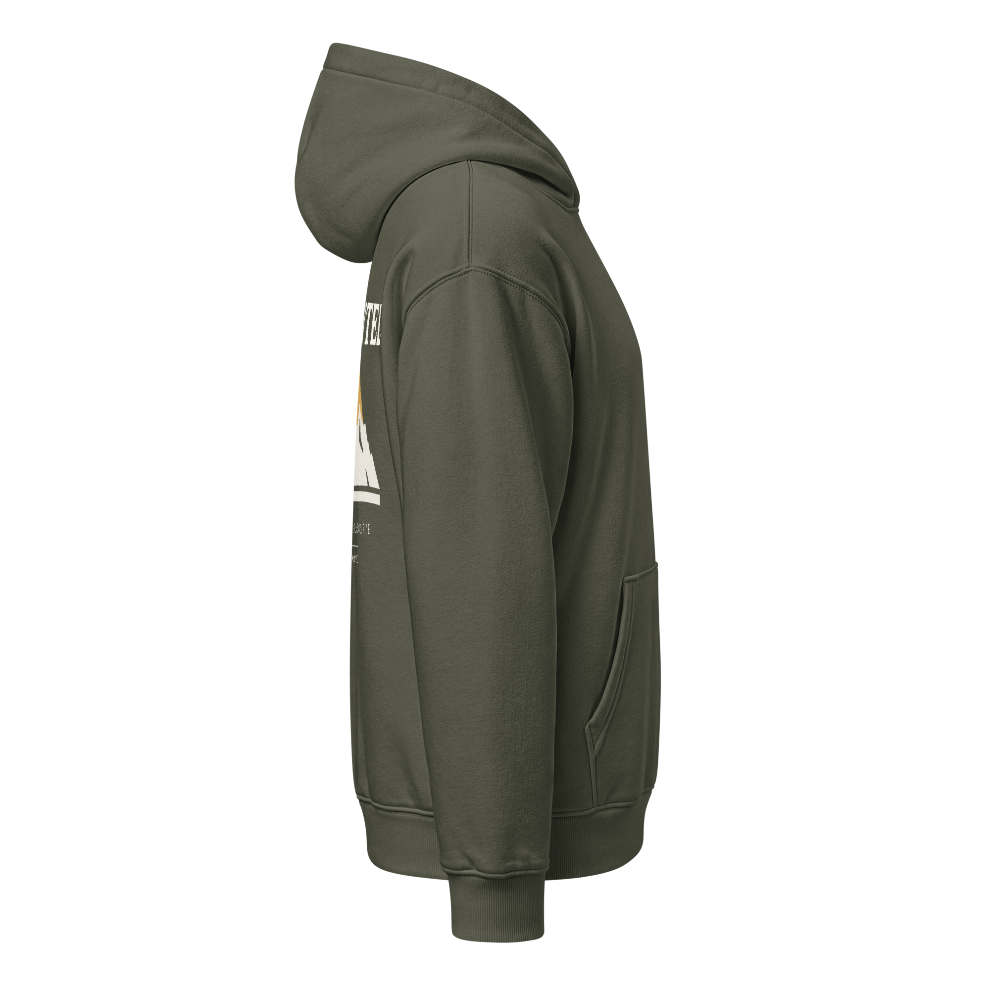 THE HIGHEST TENTH Oversized Hoodie Khaki Green, Seitenansicht rechts