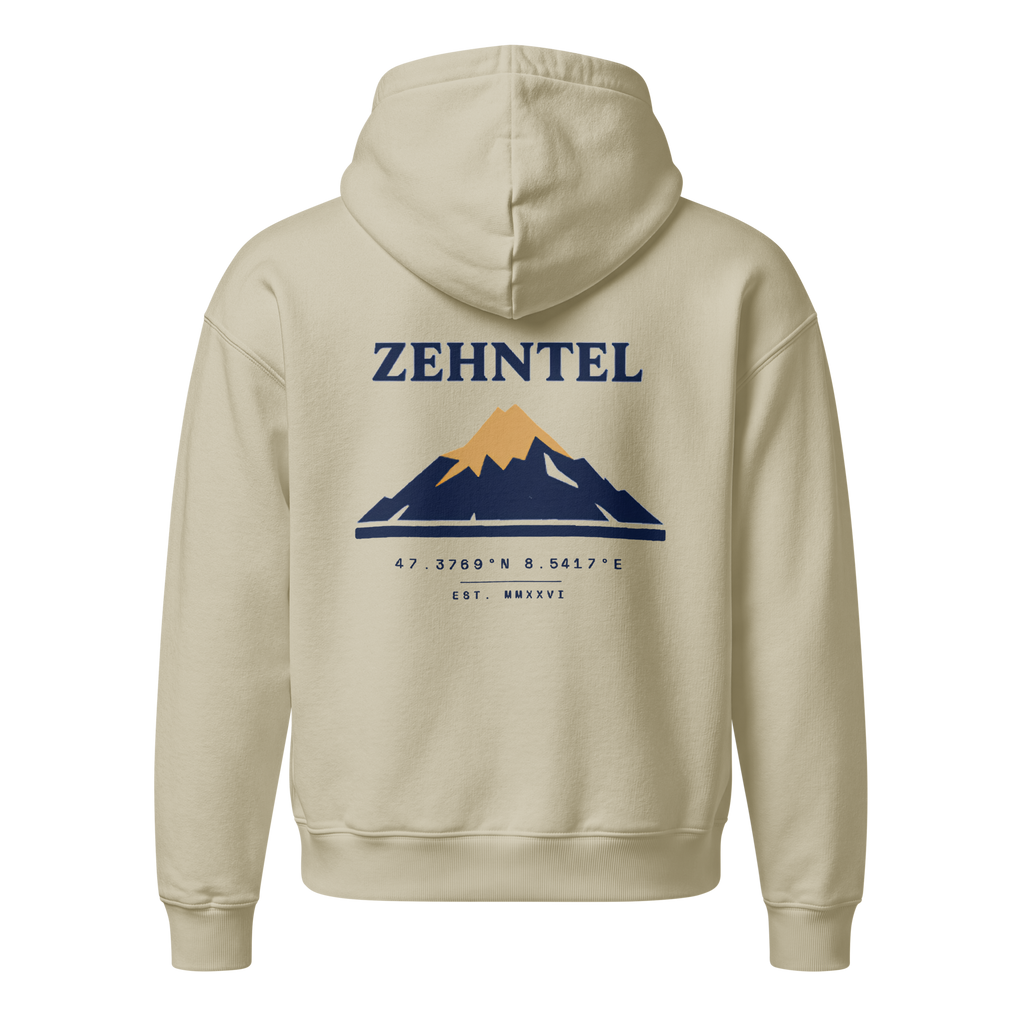 THE HIGHEST TENTH Oversized Hoodie Stein, Rückansicht mit Berg-Druck