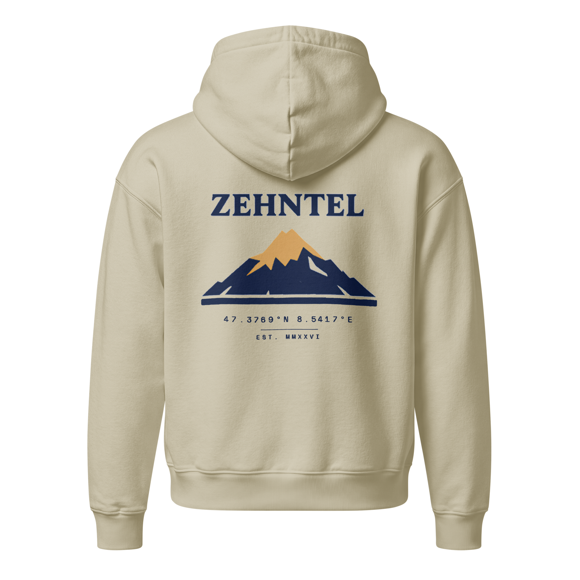 THE HIGHEST TENTH Oversized Hoodie Stein, Rückansicht mit Berg-Druck