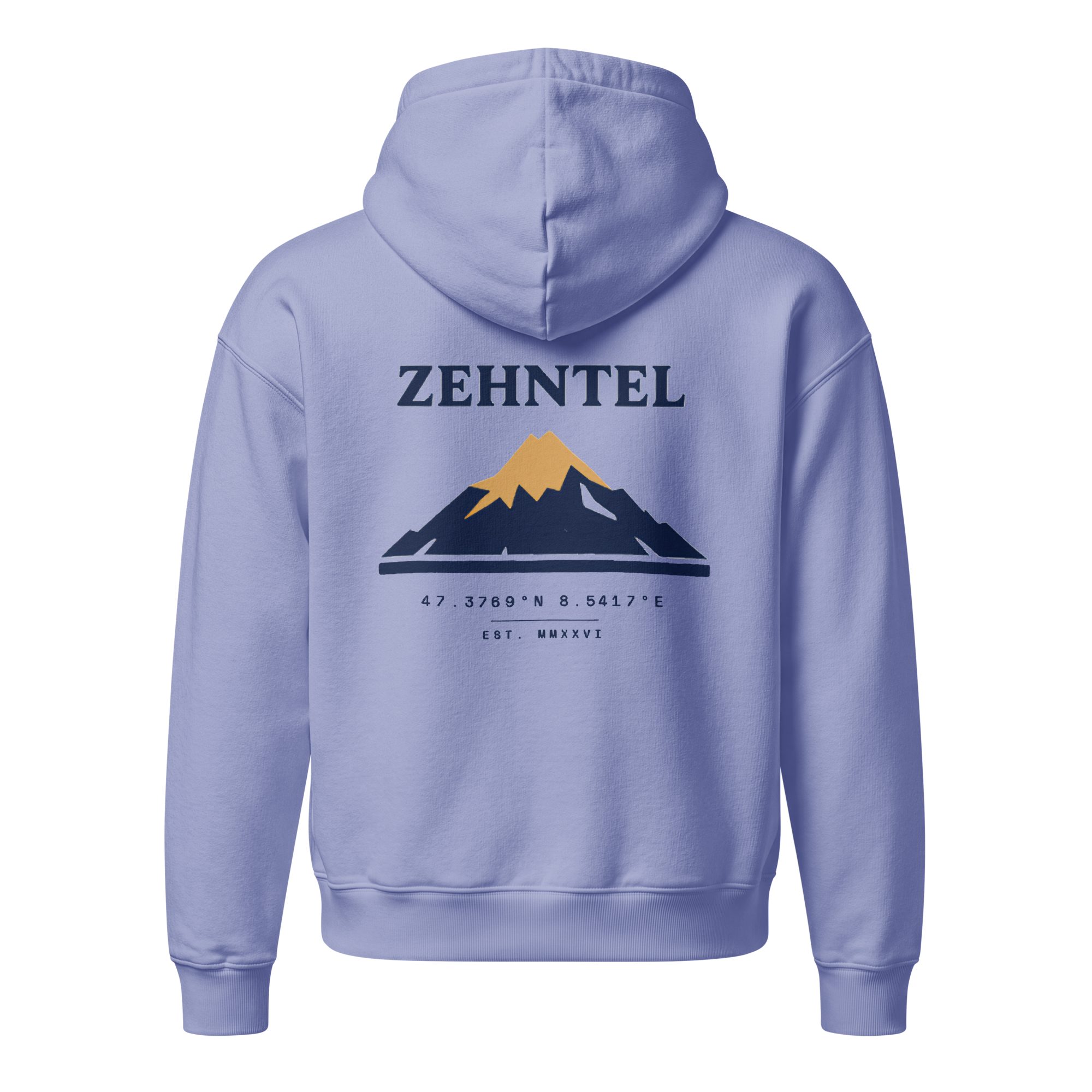 THE HIGHEST TENTH Oversized Hoodie Violett, Rückansicht mit Berg-Druck
